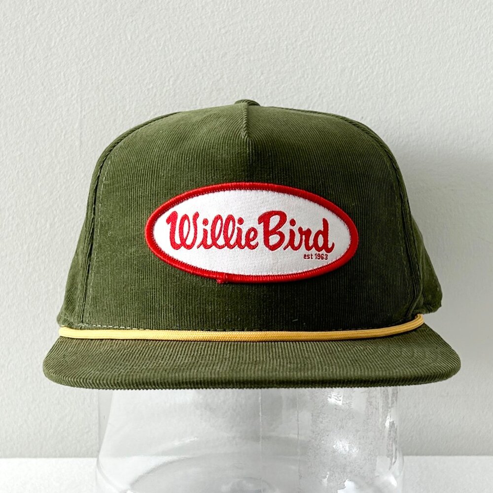 WILLIE BIRD Turkey Cap Green Corduroy Adjustable Snapback Rope Hat Cotton One Sz
